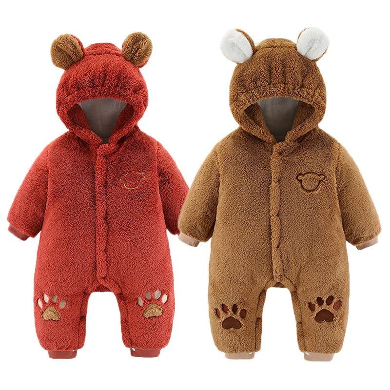 SORI STYLE Winter Hooded Baby Romper with Cute Ears — size reference