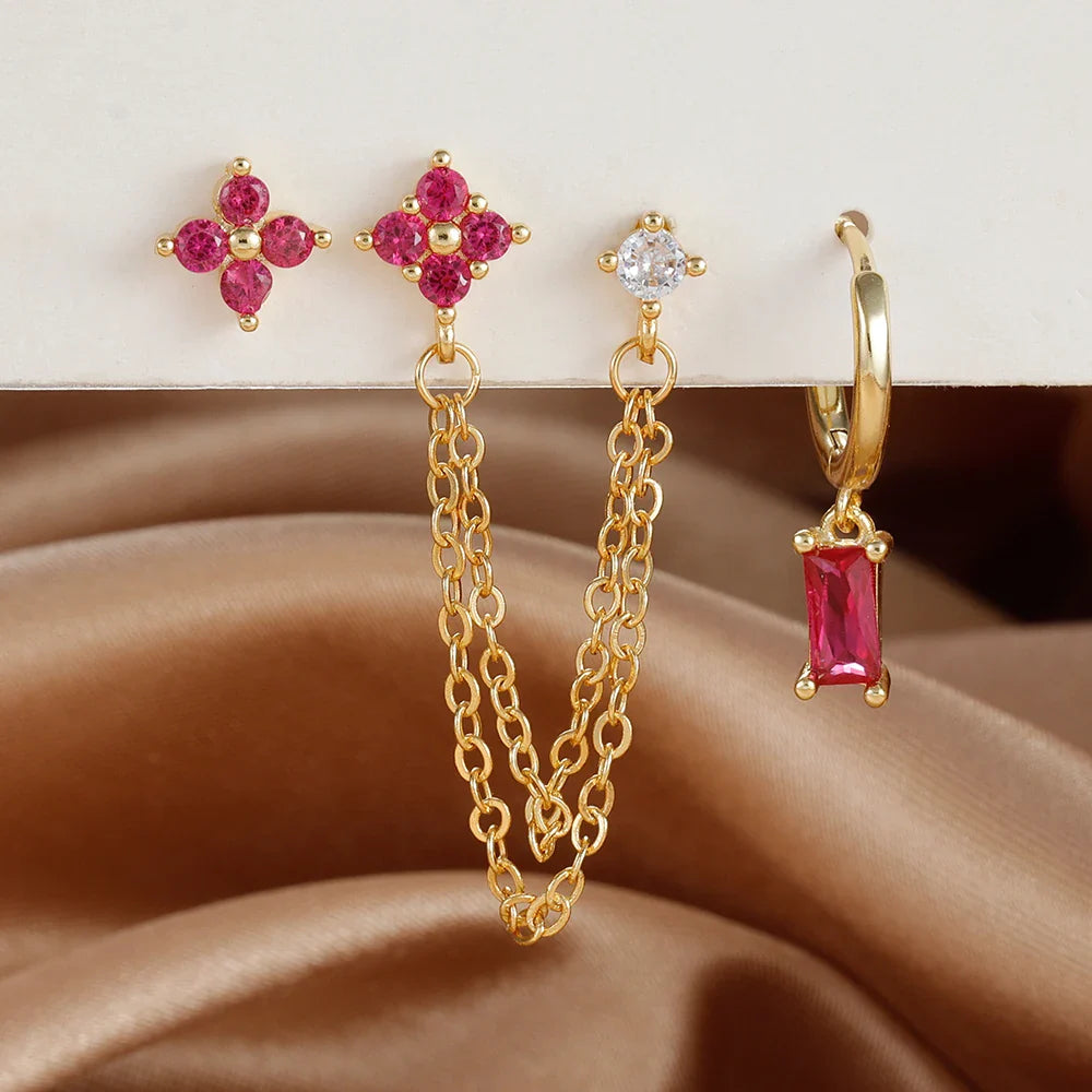 SORI STYLE Zodiac Birthstone Earrings Set for Everyday Celestial Style — color detail