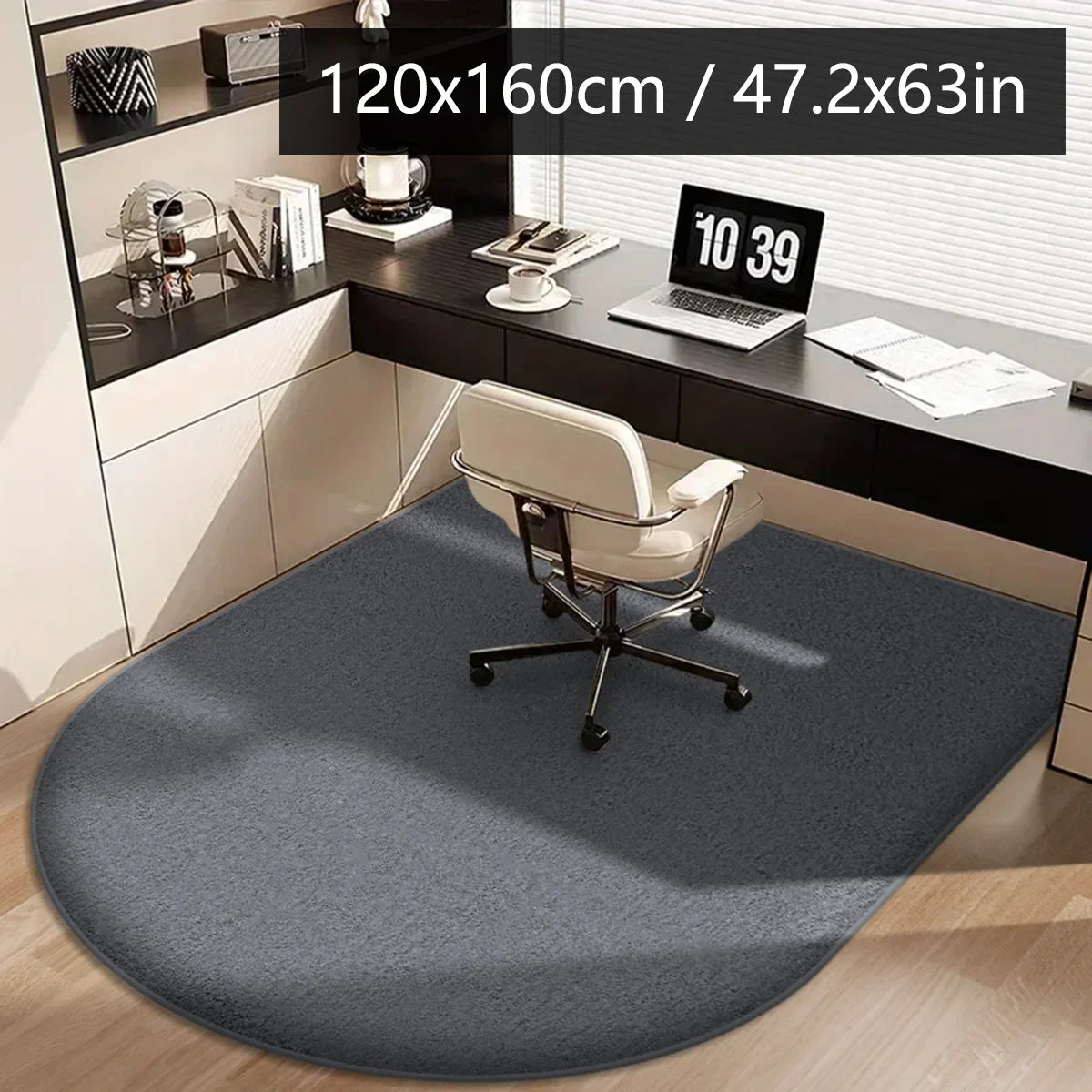 Perfecsy VIKAMA Solid Colour Arched Rug Soft And Non-Slip Office, Study Computer Chair Mat Dressing Table Foot Pad Home Decor