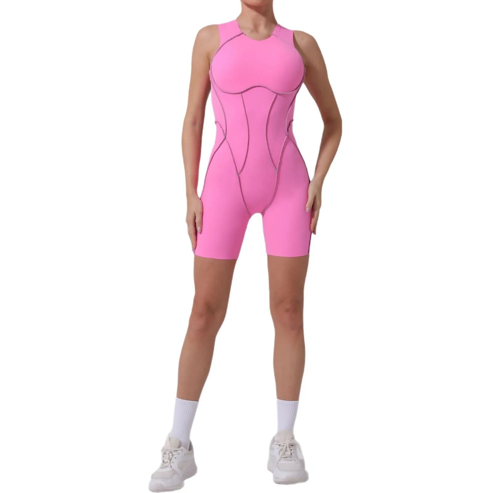 DINGPAI Back Scrunch Yoga Jumpsuit Women One-Piece Suit Sleeveless