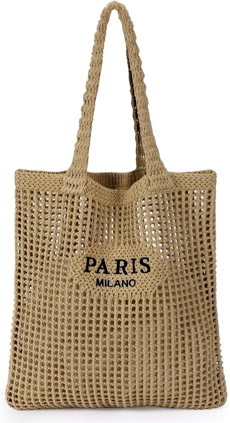Crochet Tote Bag Women Mesh Beach Knit Summer Aesthetic Boho