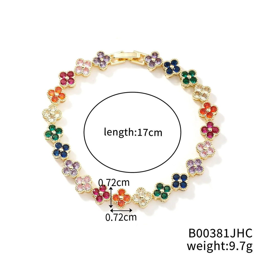 MyClosetAid Crystal Flower Lucky Stainless Steel Bracelet — in-use photo