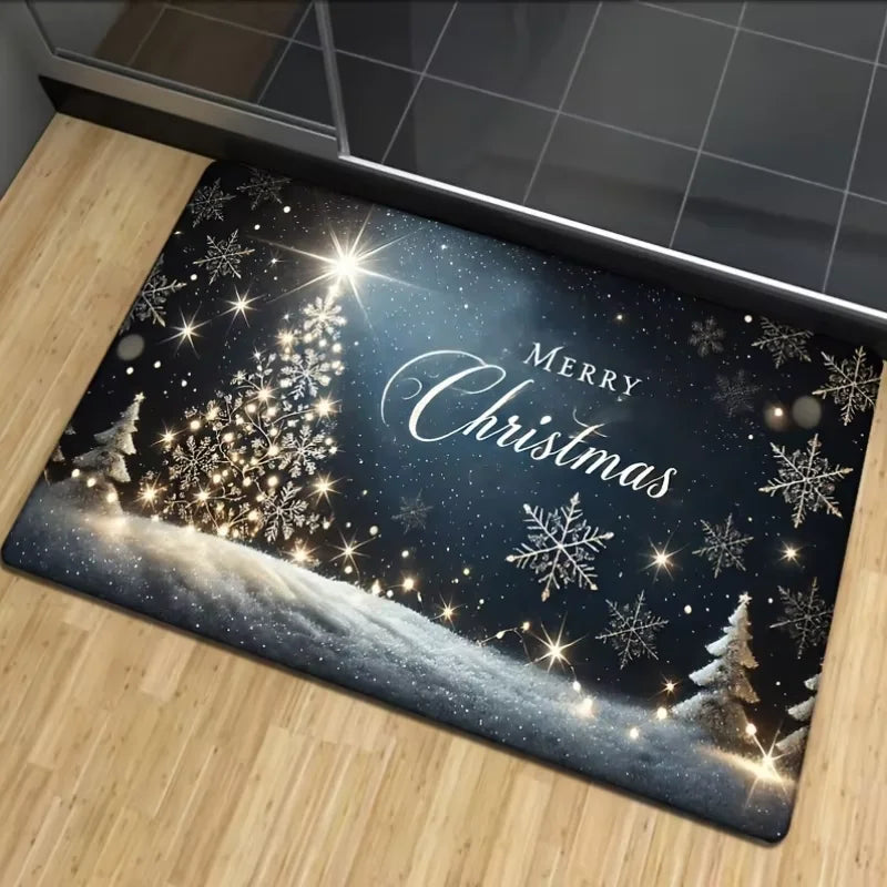 Perfecsy VIKAMA Christmas carpet soft doormat Christmas tree romantic floor mat living room carpet Rug For Bedroom Welcome Ma