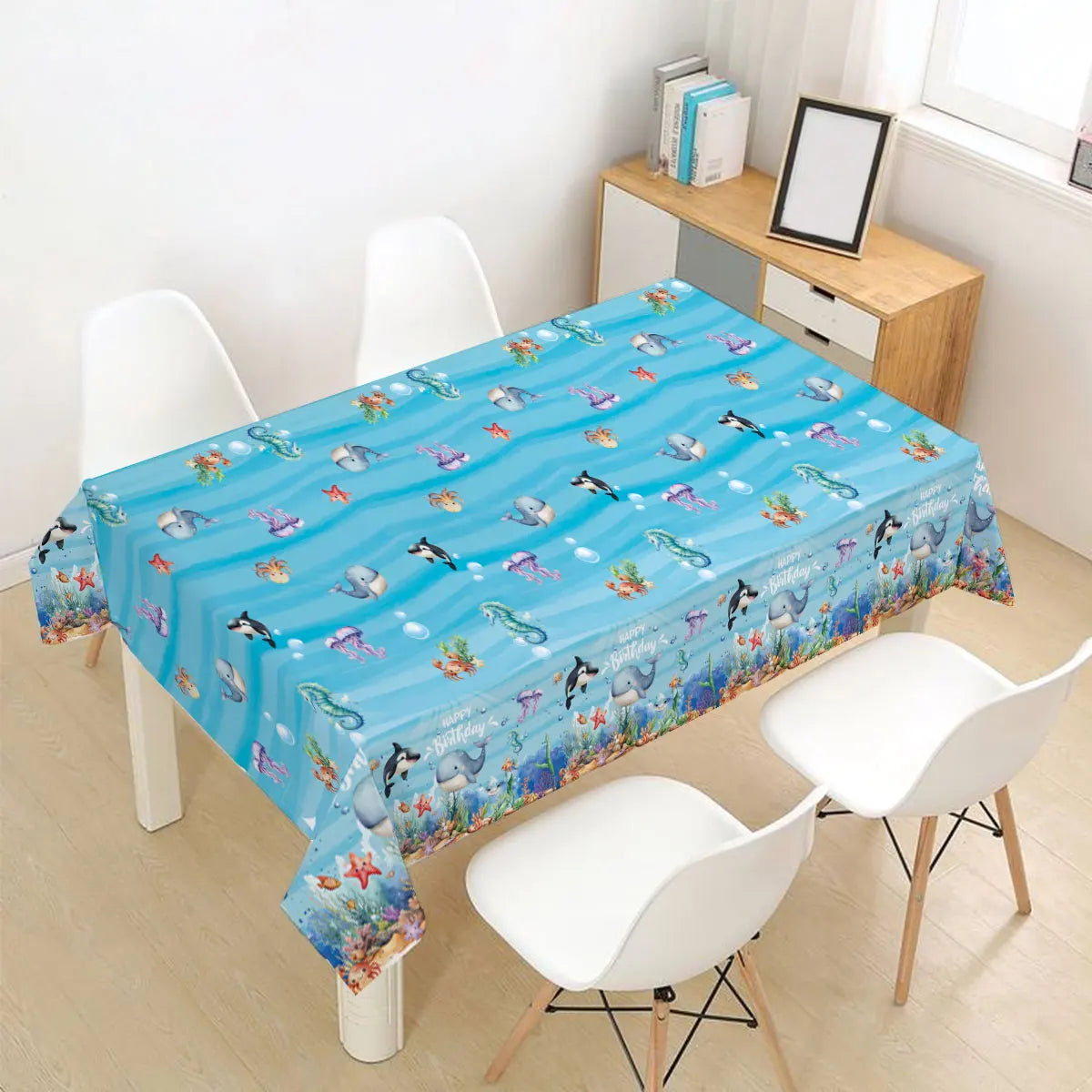 Perfecsy Under The Sea Summer Ocean Theme Birthday Party Decor Kids Boy Background Cute Dolphin Starfish Decoration Event Ban