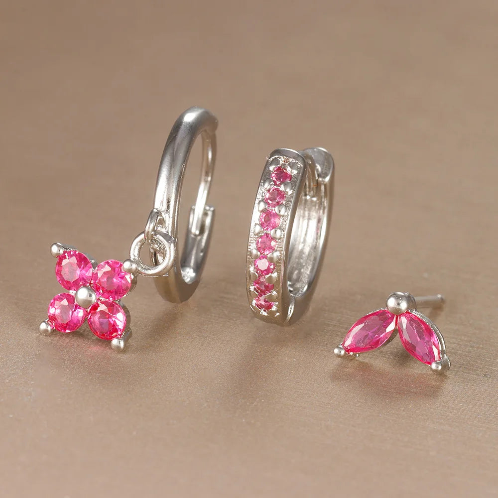 SORI STYLE 3PCS Flower Drop and Dangle Earring — color detail