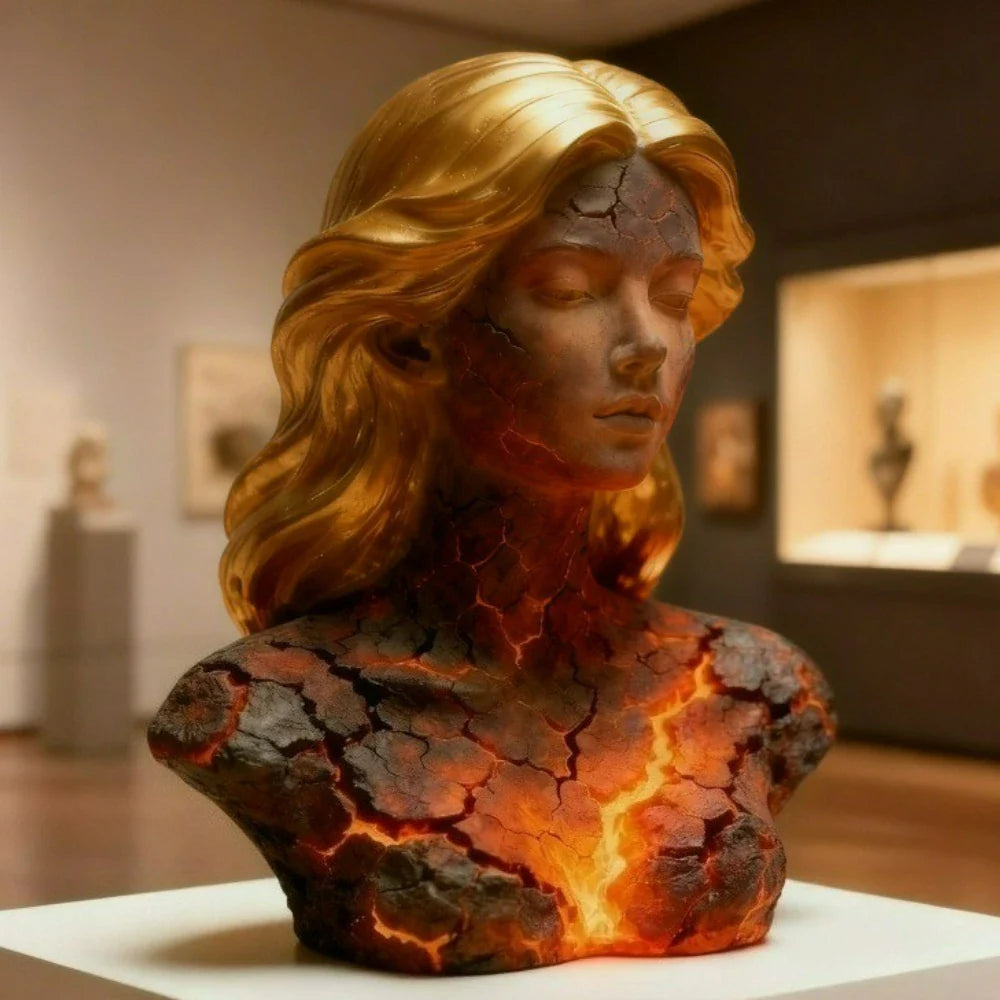 Blazing Maiden Figurine Broken Soul Red Flame Gothic Statue Dark Anime Girl Home Table Decor for Teens Women Halloween Gift