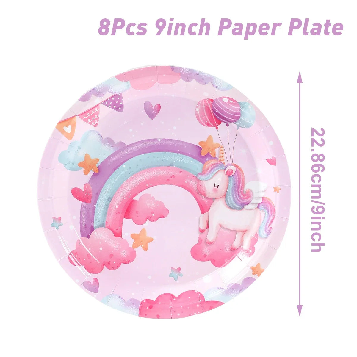 Perfecsy Unicorn Disposable Tableware Set Plates Cups Napkins Birthday Party Decoration Kids Boy Girl Wedding Birthday Party 