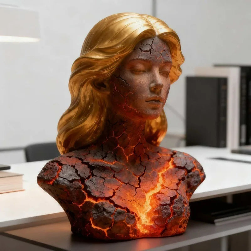 Blazing Maiden Figurine Broken Soul Red Flame Gothic Statue Dark Anime Girl Home Table Decor for Teens Women Halloween Gift