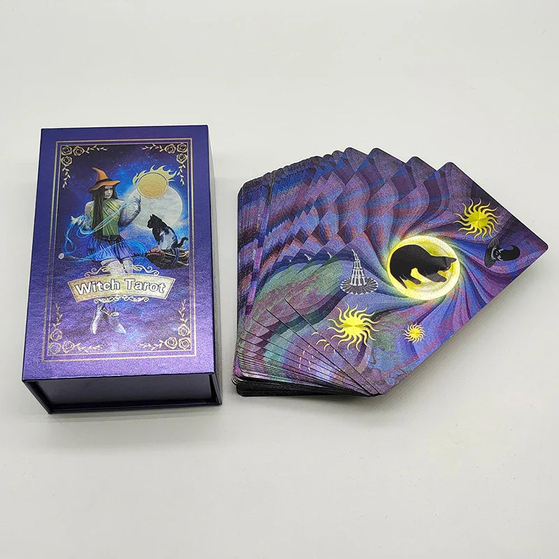 New Pattern Gold Foil Tarot Cards Witch Divine Predictive Board Game Waterproof Mystery Deck For Beginners And Collectors