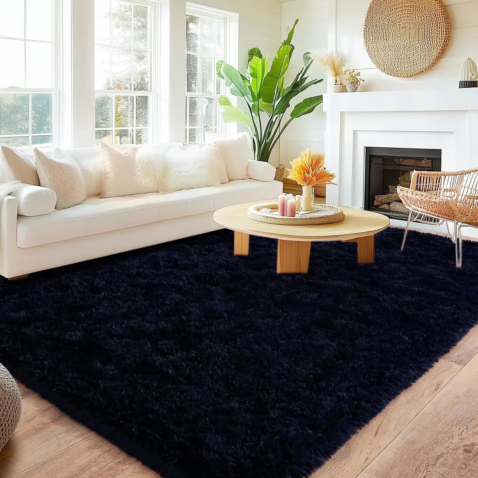 Perfecsy VIKAMA Minimalist Shaggy Living Room Rug, Soft and Fluffy Area Rug, Bedroom Dormitory Children's Room Carpet, Home D