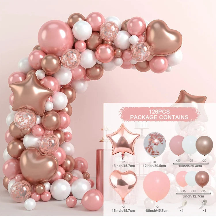 Perfecsy Tender Pink Gold Balloon Garland Arch Kit Wedding Birthday Party Decoration Adult Kids Baby Shower Decor Ballon Wedd