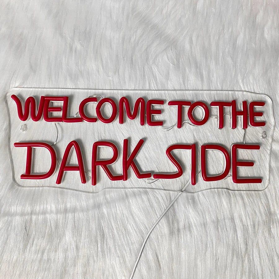 Perfecsy Welcome To The Dark Side Neon Sign, Letter Lamp Icon Usb Powered, Used For Bedroom, Game Room, Haunted House, Hallow