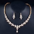 Brilliant Zirconia Leaf Necklace, Earrings & Bracelet Set