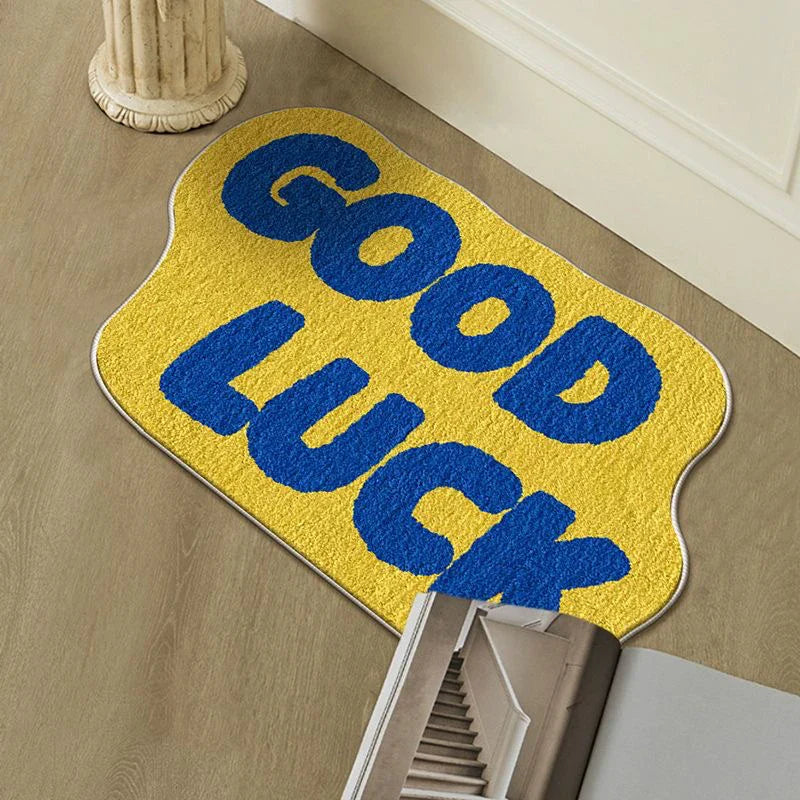 Perfecsy VIKAMAins English Dopamine Imitation Cashmere Carpet Home Decoration Cooling Washable Entryway Carpet Bedroom Door M