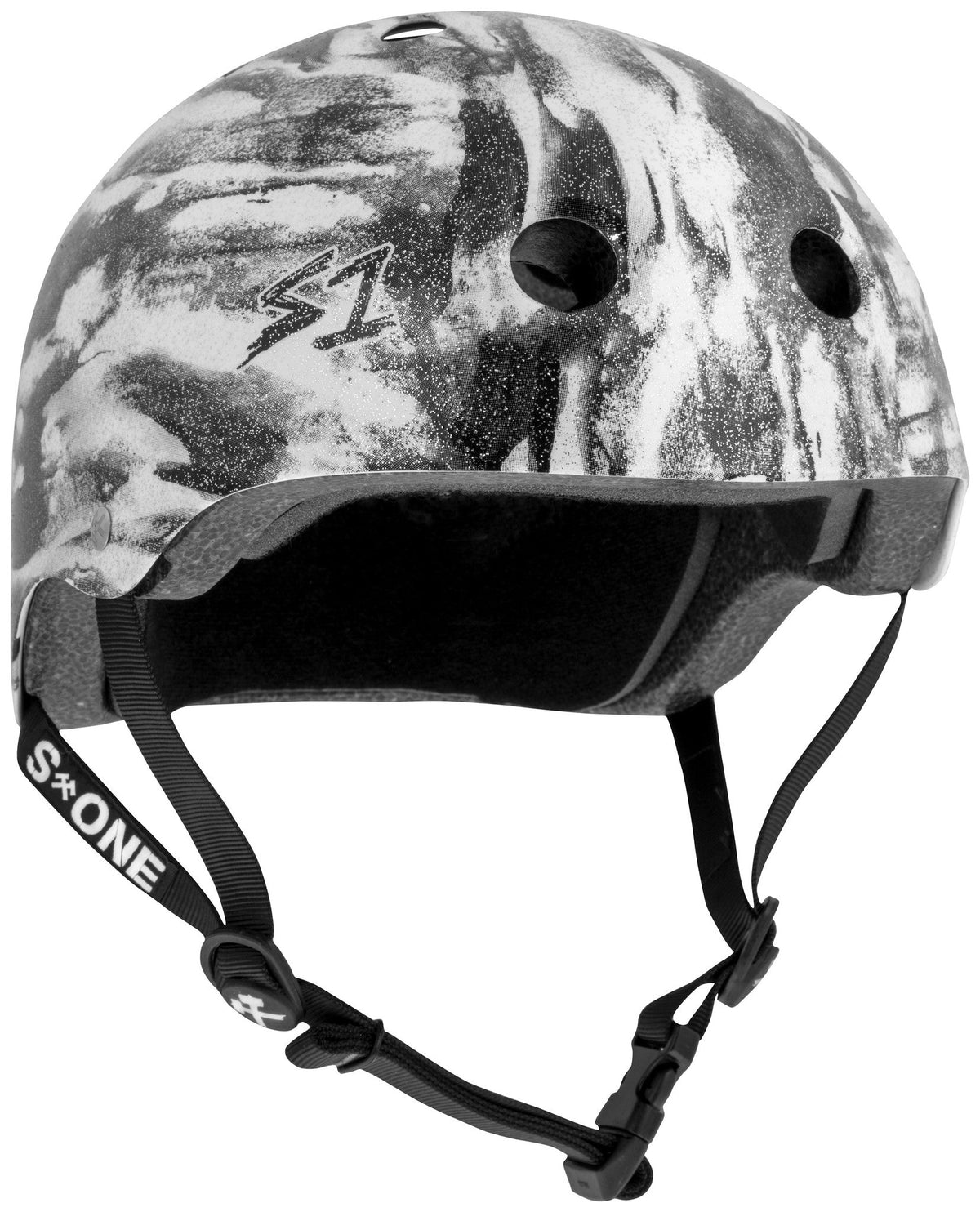 S1 Lifer Helmet - Black White Glitter/Bomba Hache Collab by Skates USA