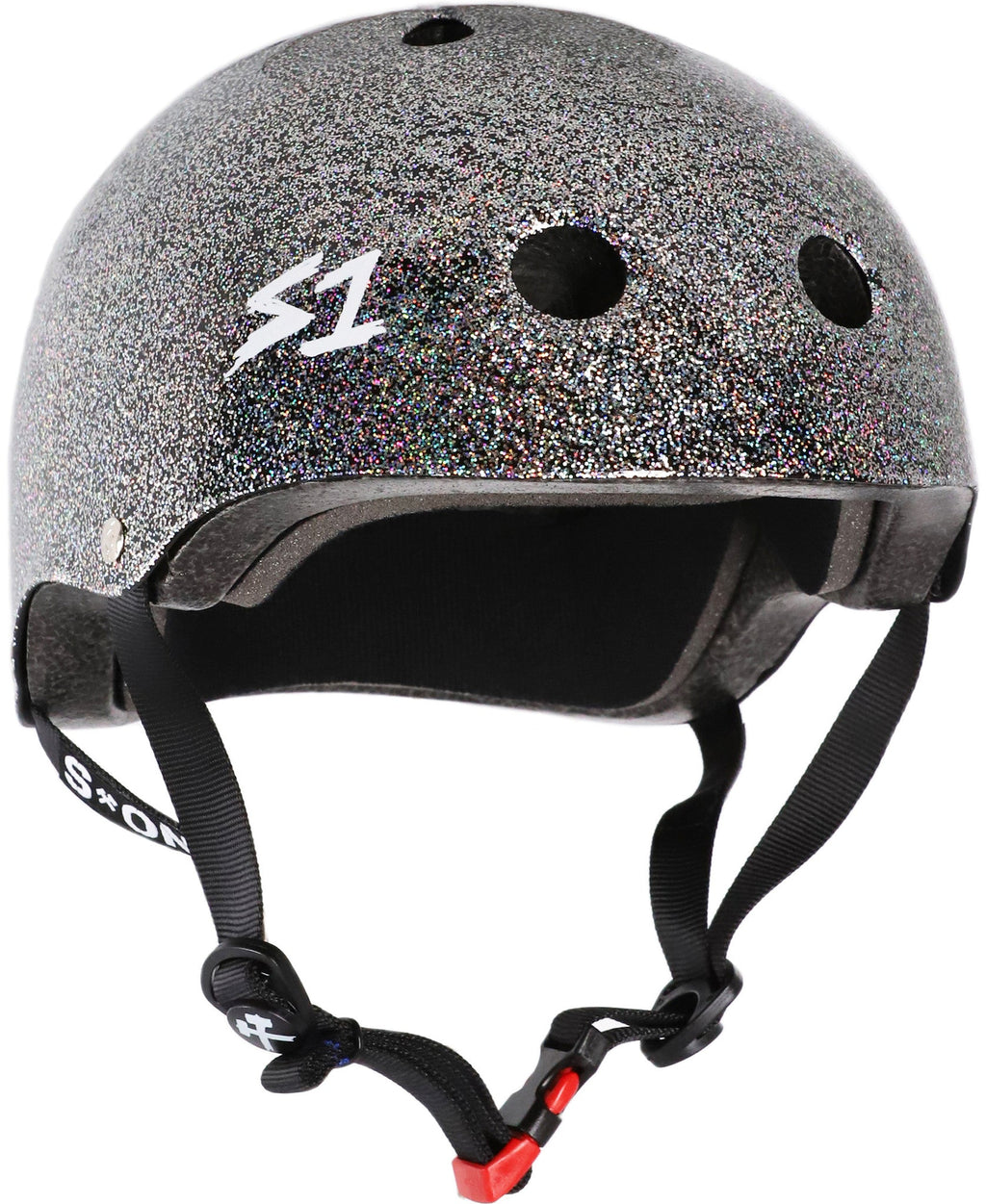 S1 Mini Lifer Helmet - Double Black Gloss Glitter by Skates USA
