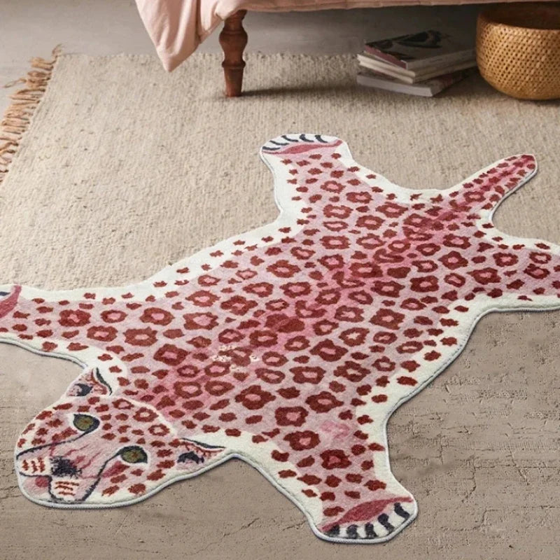 Perfecsy VIKAMA Cartoon Leopard Carpet For Cooling And Warmth, Home Decoration, Bedroom Plush Floor Mat, Living Room Rest Are