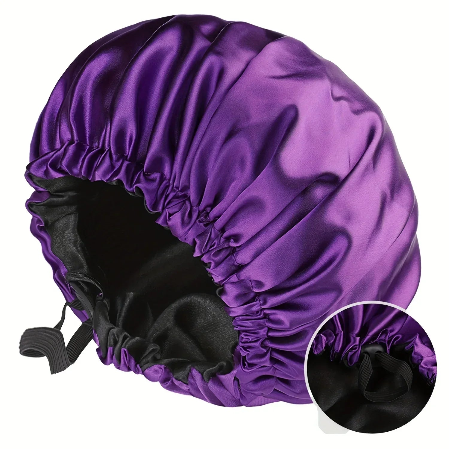 Perfecsy Women's Fashion Bonnet Soft Silk Smooth Double Layered Button Adjustable Hair Hat for Daily Home Comfortable Sleep H