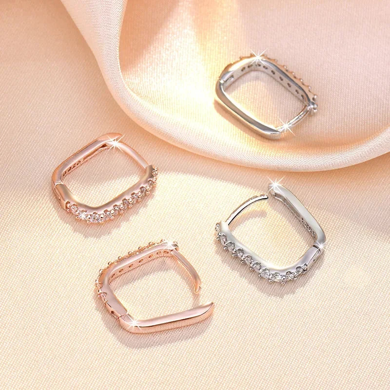 SORI STYLE 925 Sterling Silver Crystal Fashion Hoop Earrings — lifestyle context