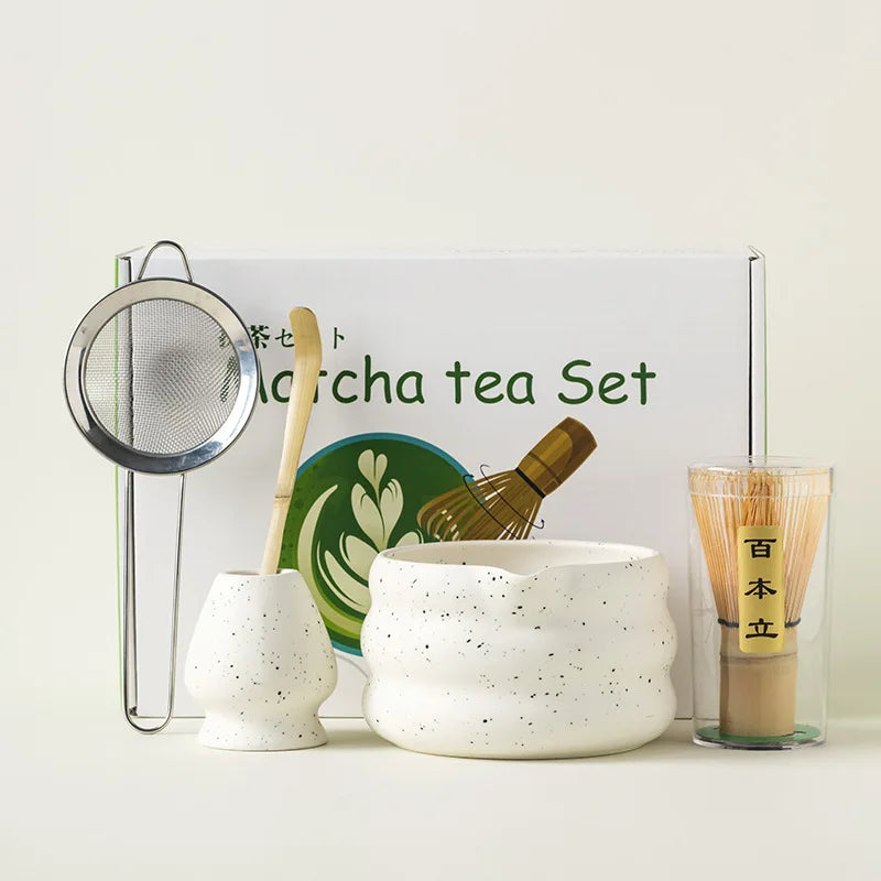 4/5/7pcs Matcha Set Ceramic Tea Bowl Traditional Japanese Tea Making Tools matcha- tea set tea- whisk bamboo matchas brush set