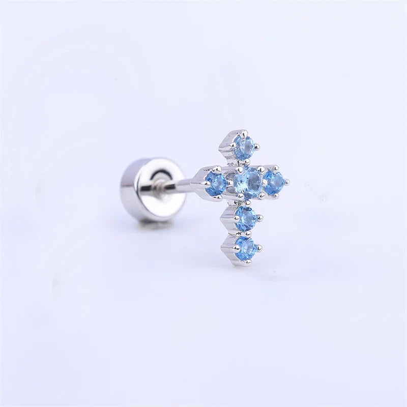 MyClosetAid 1PCS Delicate Blue Pink Zircon Butterfly 316L Stainless Steel Ear bone nail Y2K Hottie Cute Earring for Women Coc