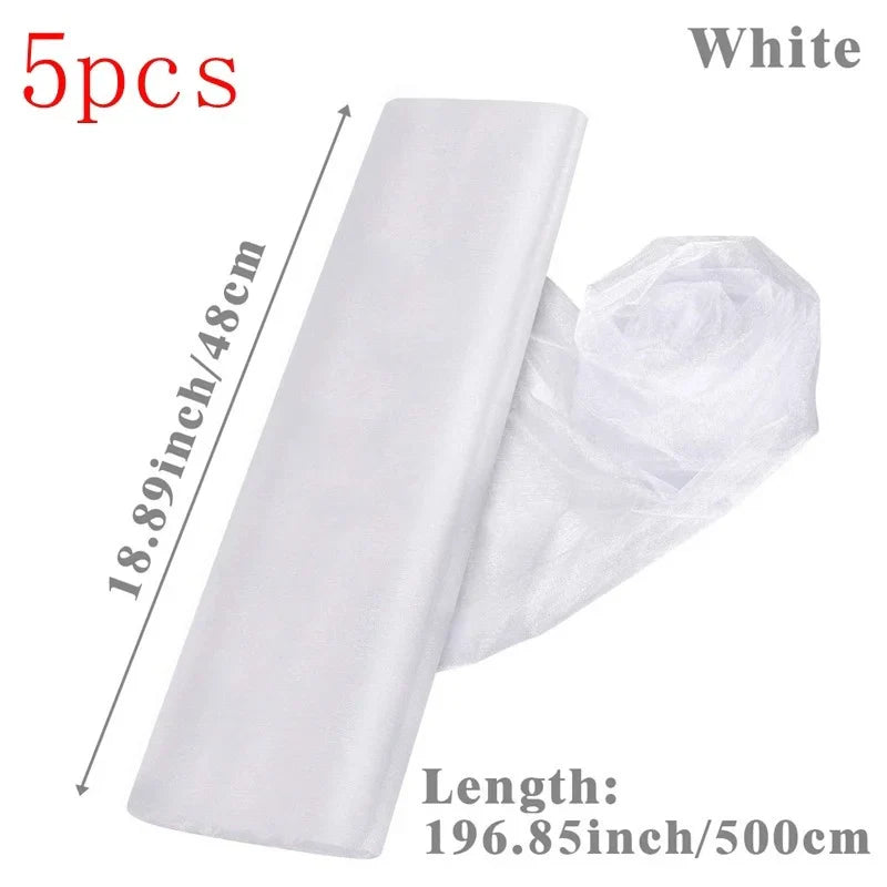 Perfecsy White Wedding Decoration Tulle Roll Crystal Organza Sheer Fabric For Wedding Birthday Party Backdrop Weeding Chair S
