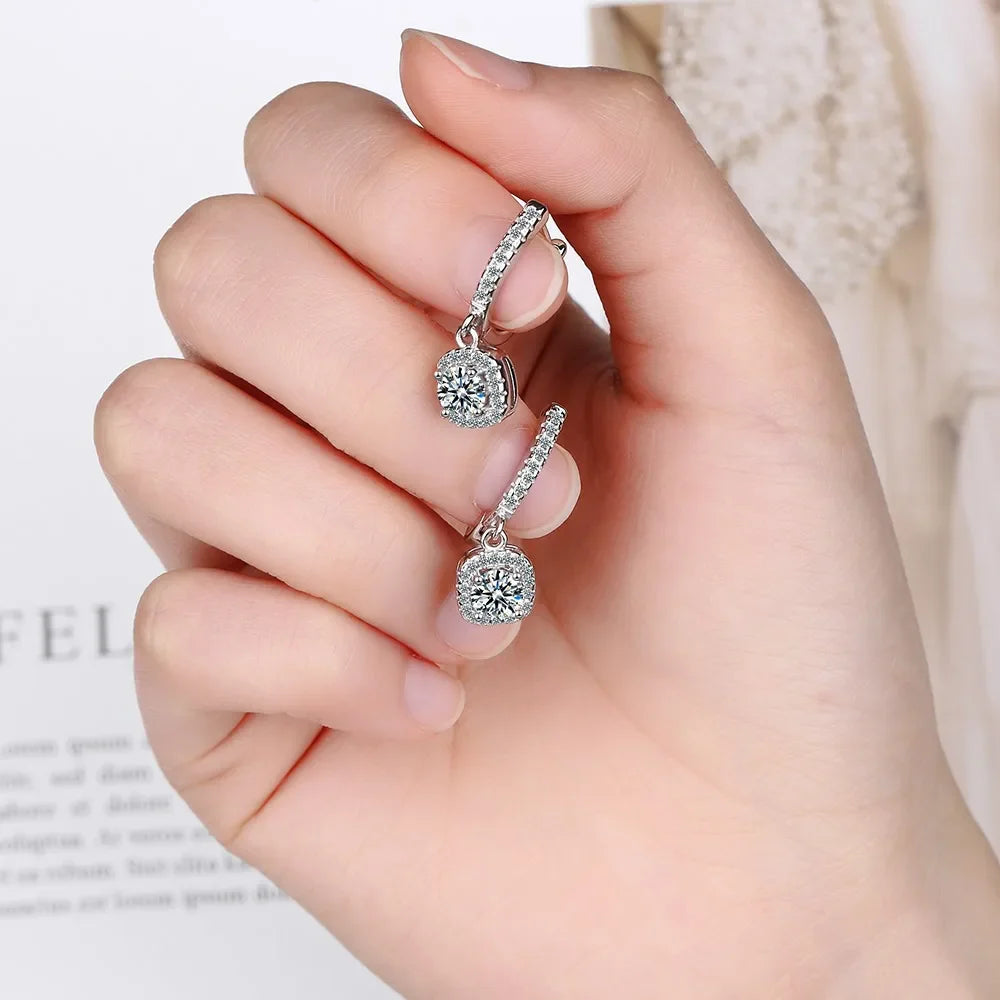 SORI STYLE 2CT Moissanite Huggie Hoop Earring — back view