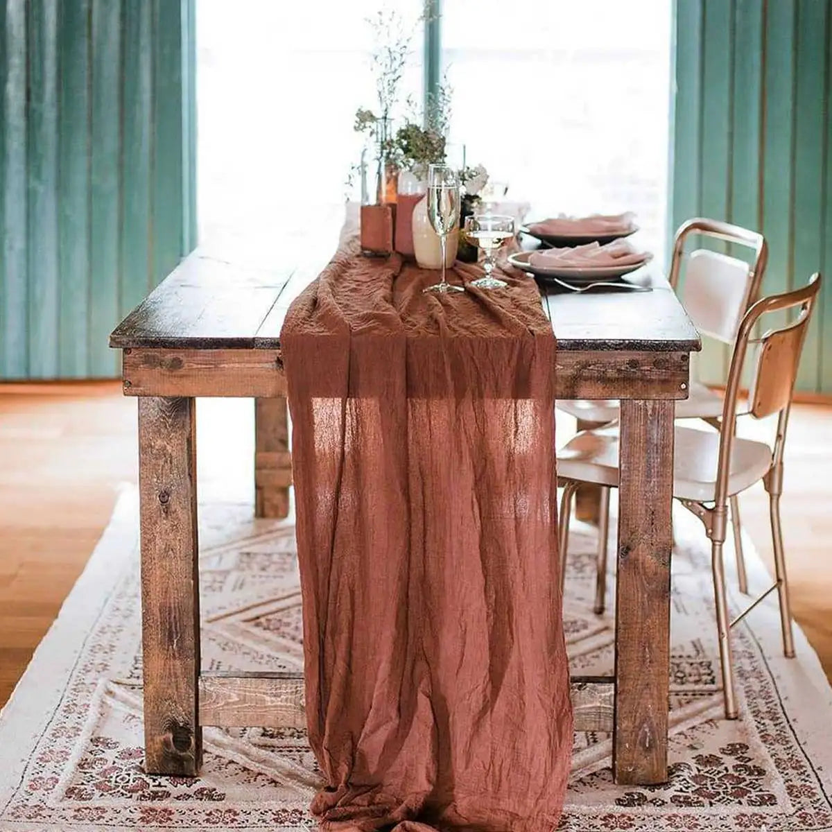 Perfecsy Semi-Sheer Gauze Table Runner Sage Cheesecloth Table Setting Dining Vintage Wedding Party Christmas Banquets Arches 
