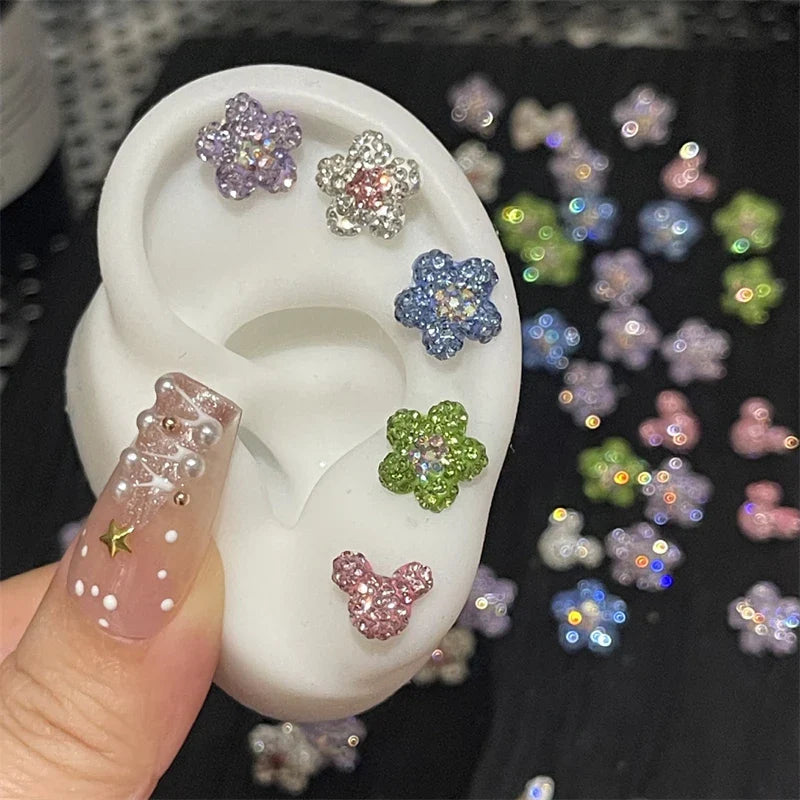 MyClosetAid 1PCS Cute Colorful Rhinestone Flower Love Heart Butterfly Stainless Steel Ear Bone Nail  Earrings — main product 