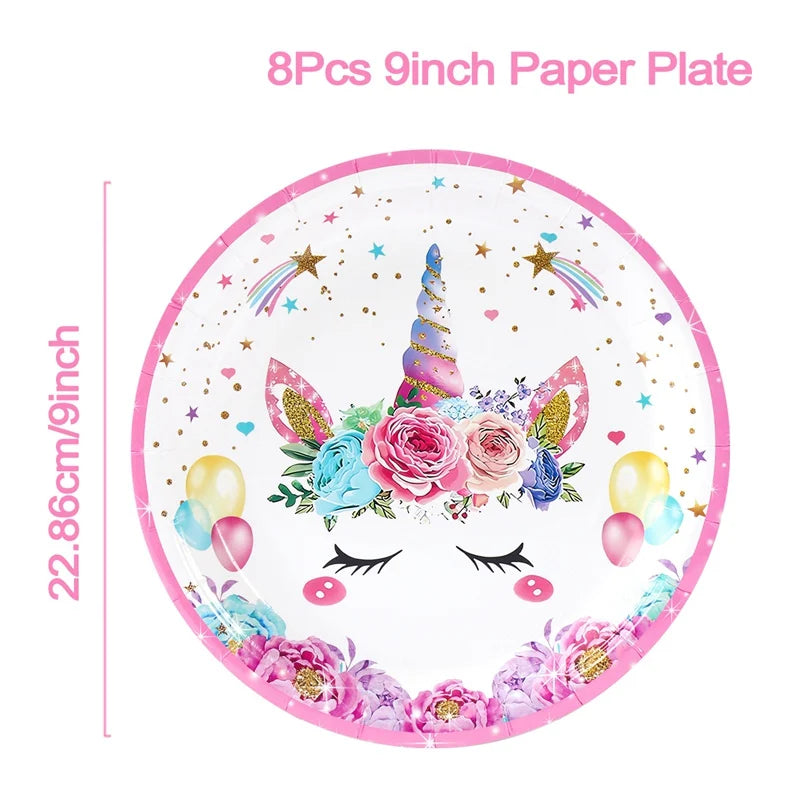 Perfecsy Unicorn Party Disposable Tablecloth Unicorn Birthday Party Decoration Girl Disposable Tableware Tablecloth Girls Bab