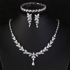 Envy NYC Brilliant Zirconia Leaf Necklace, Earrings & Bracelet Set — detail shot 8