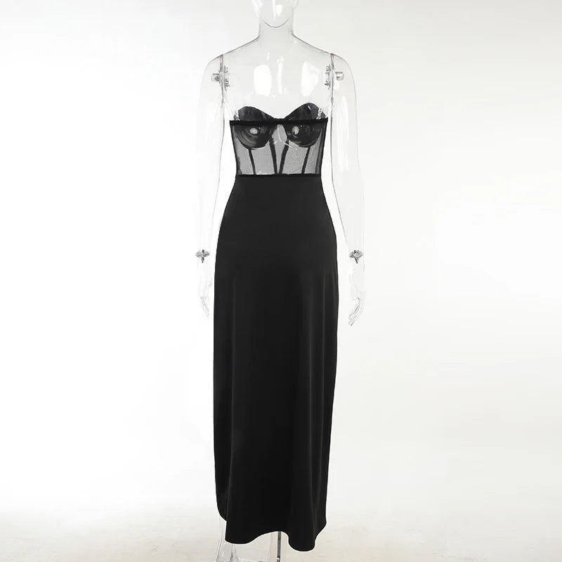 Envy NYC Envy NYC Sexy Corset Long Skirt Party Dress — Envy NYC branding close-up