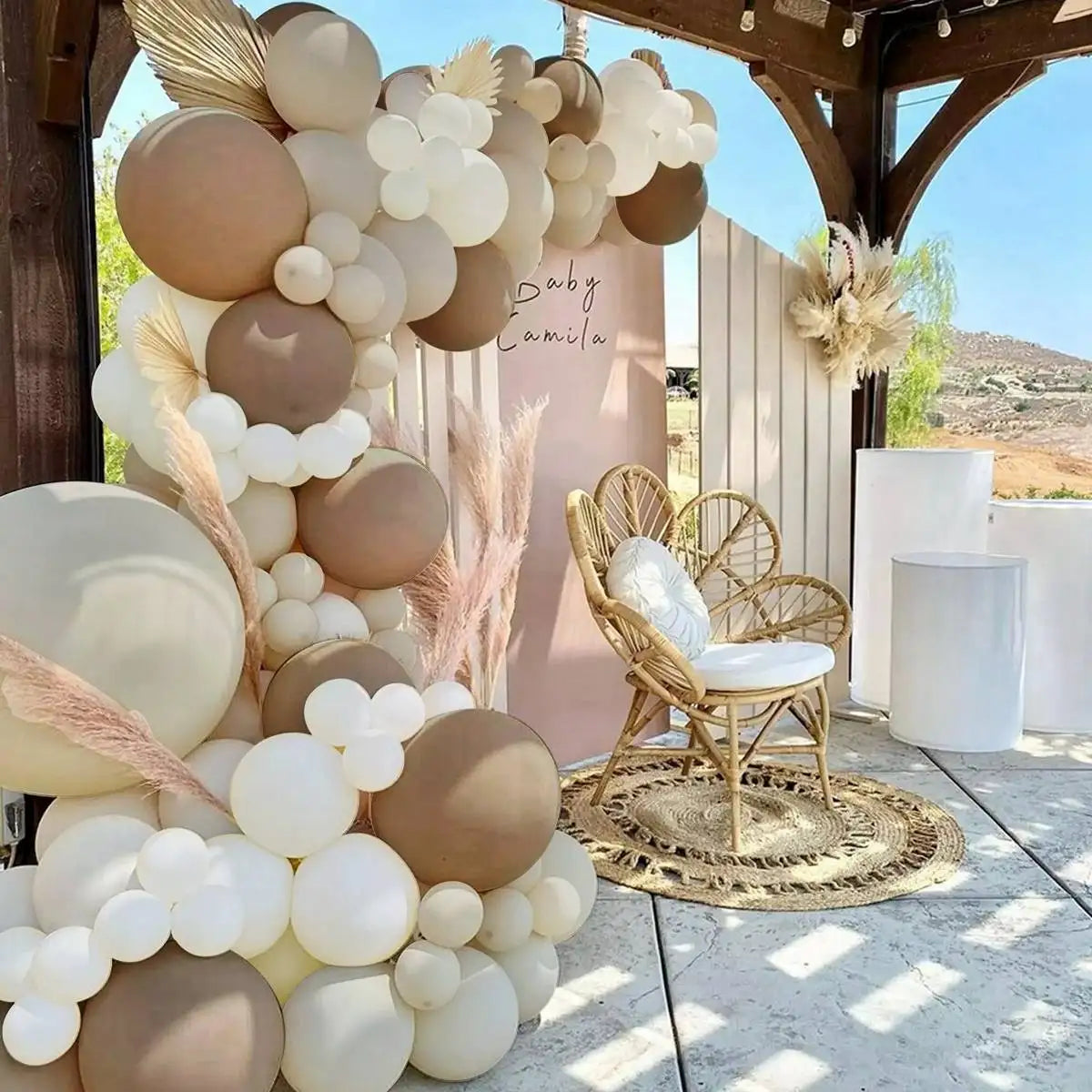 Perfecsy Sand White Balloon Garland Arch Kit Happy Birthday Party Decoration Kids Baby Shower Globos Wedding Birthday Party L