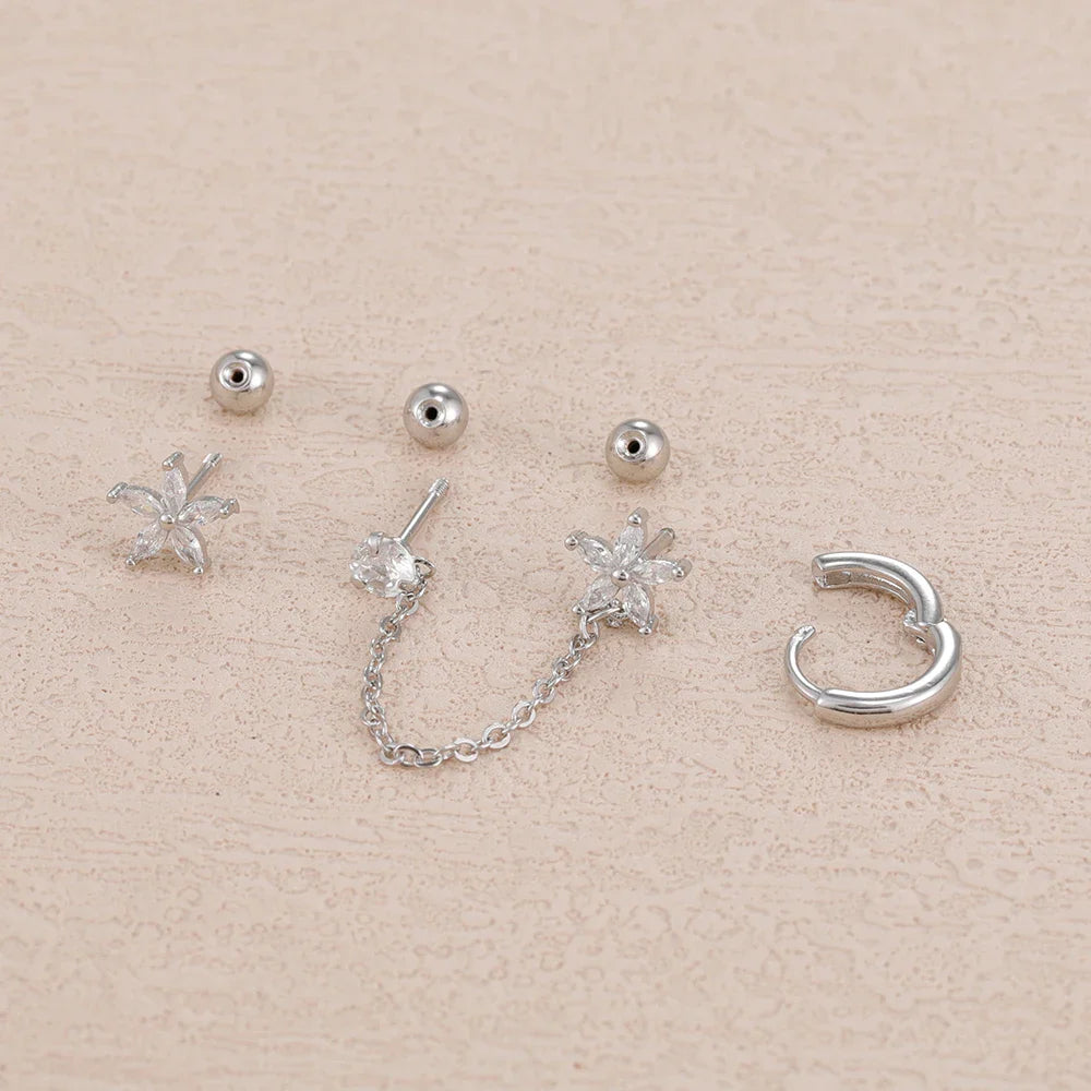 SORI STYLE 3PCS Zircon Flower Ear Stud Earrings — packaging