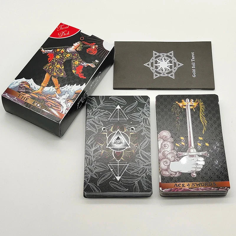 Perfecsy Without Gold Waterproof Plastic Tarot Cards With Manual PVC Board Game Astrologic Oracle Deck For Beginners — size r