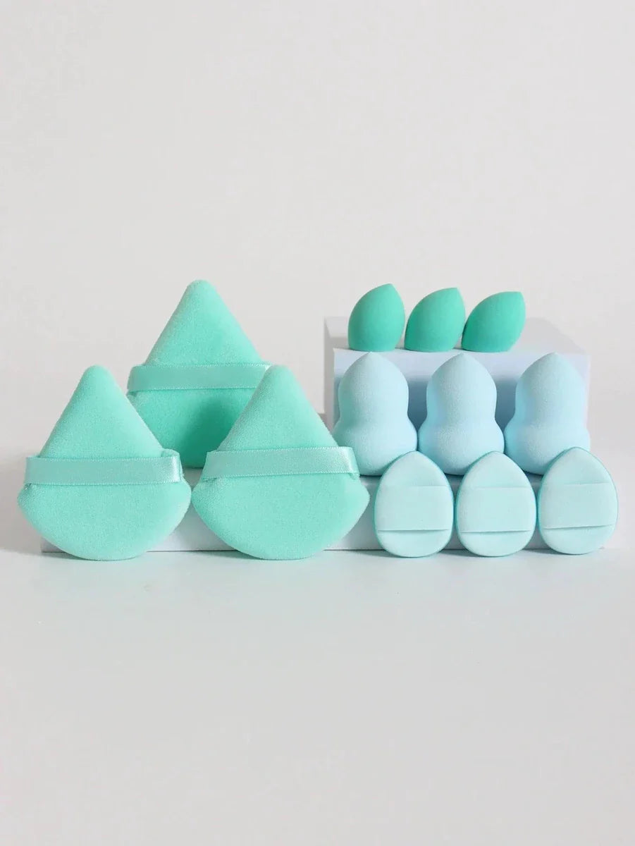 12 Piece All Purpose Makeup Sponge Set with Loose Powder Puffs Mini Air Cushion Puffs Beauty Eggs and Mini Beauty Sponges