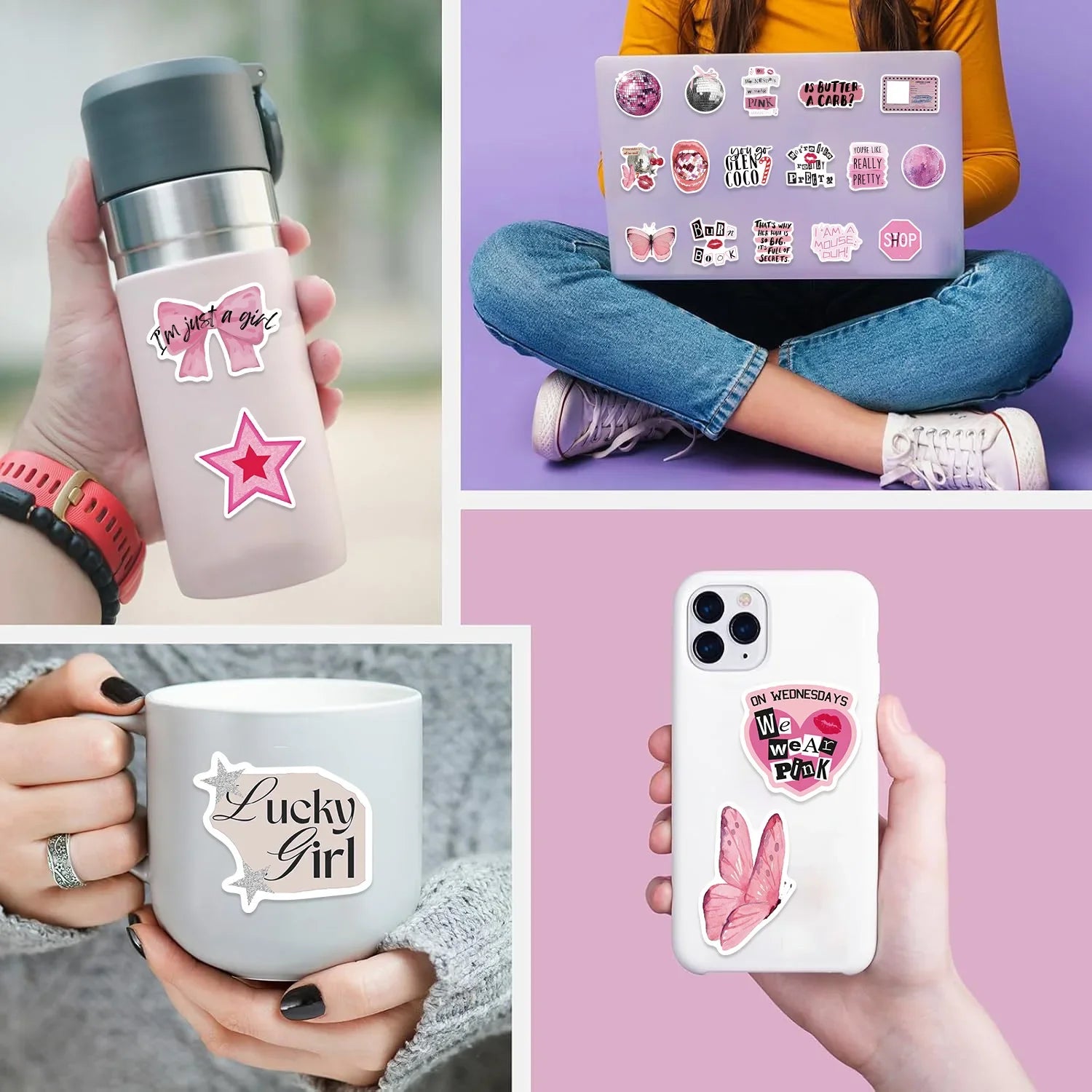 50PCS Cartoon Pink Y2K Graffiti Stickers Guitar Notebook Luggage DIY Waterproof Stationery Pen Holder Decorative Stickers — view 5