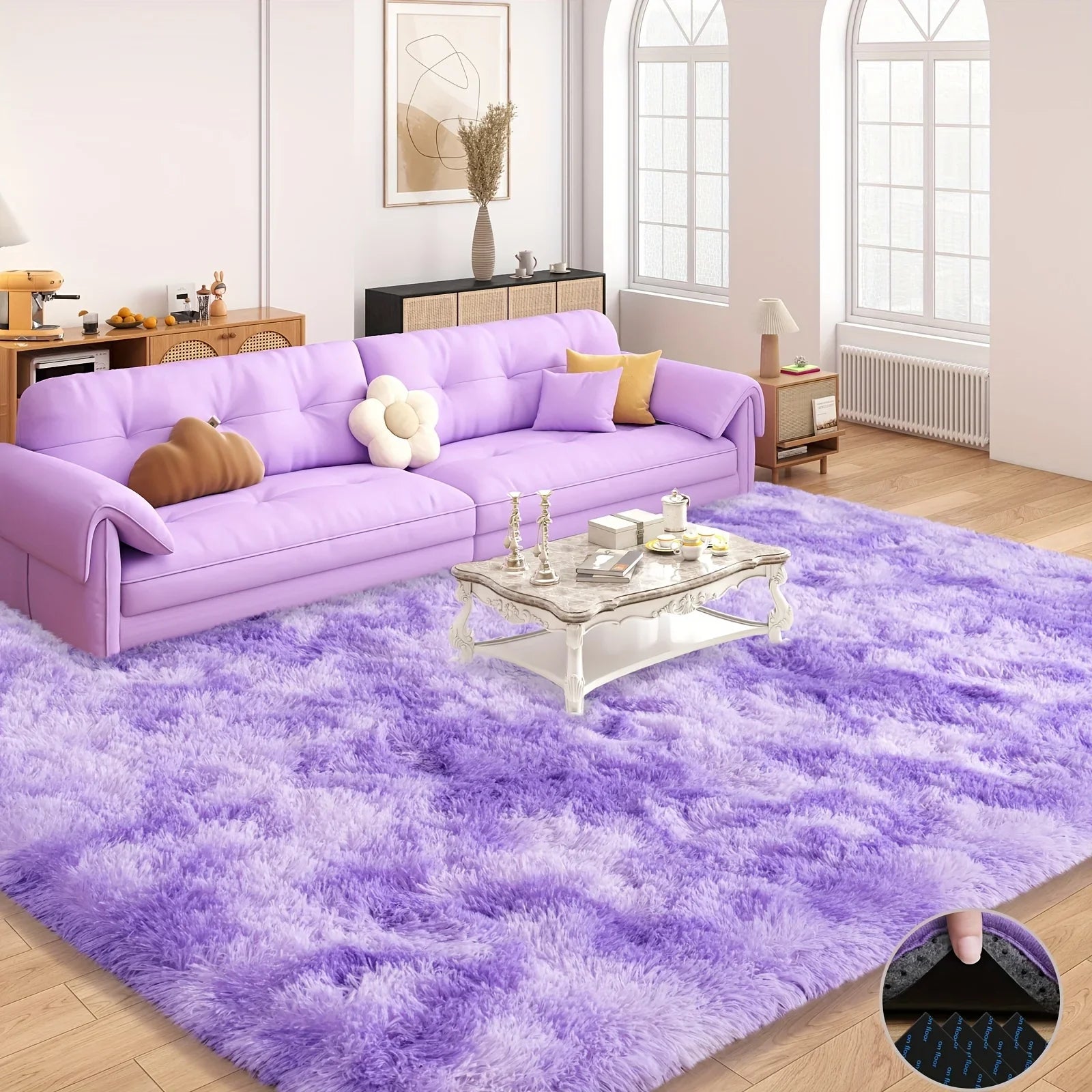 Perfecsy VIKAMA Silky Dream Purple Carpet High-end Carpet For Live Room  Girls Bedroom Carpet Bedside Rugs Warm Washable Carp