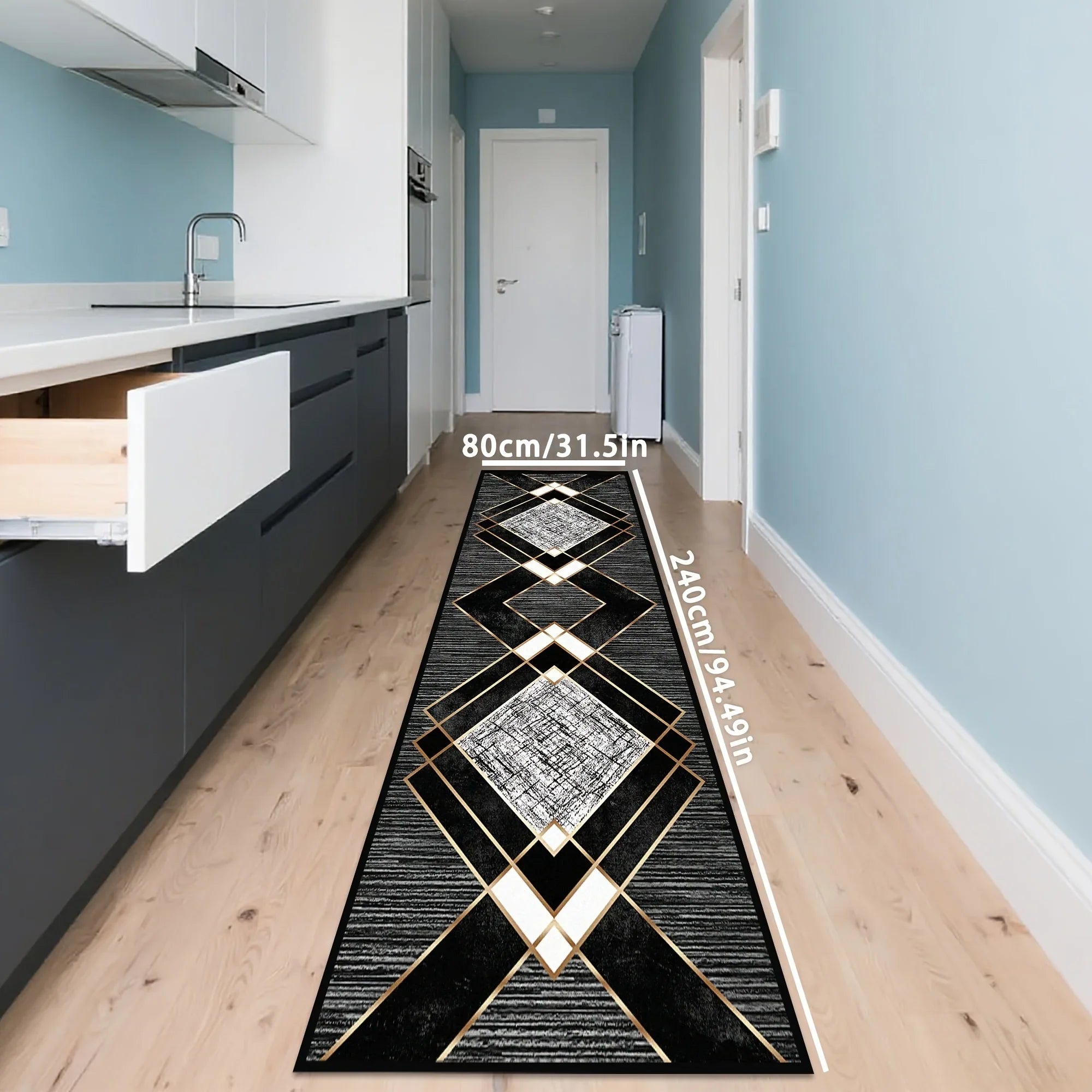 VIKAMA Black Skull Carpet Halloween Decoration Gothic Style  Large Area Rugs Balcony Hallway Rug Kitchen Floor Rug Doormat