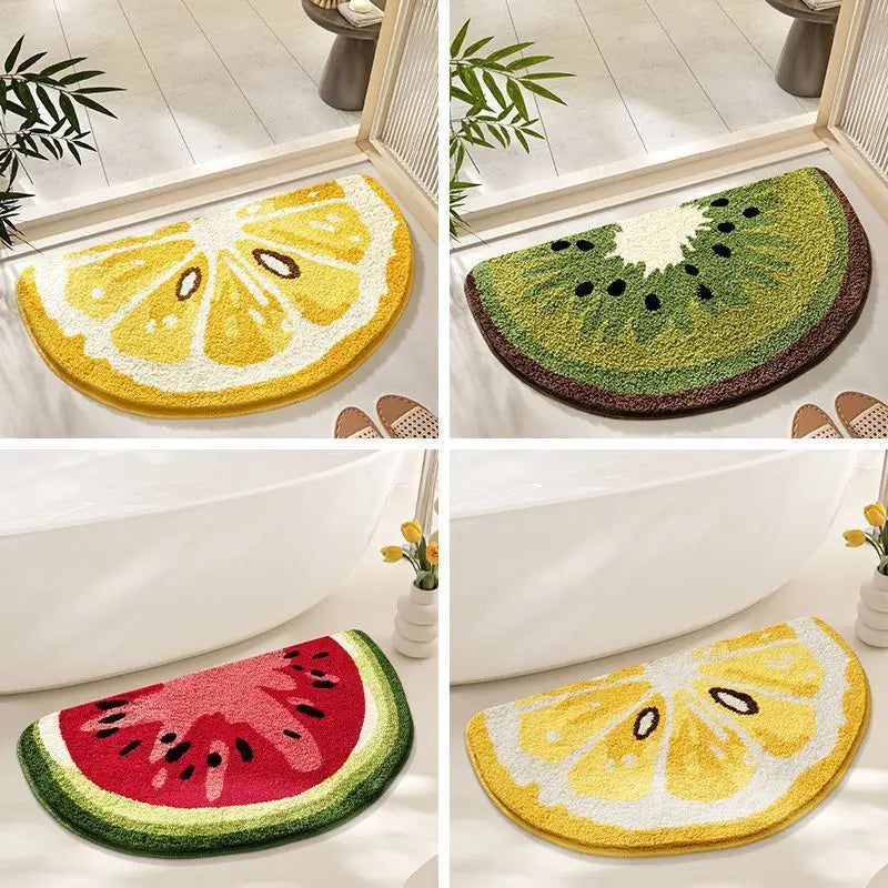 Perfecsy VIKAMA Little Fresh Fruit Special Imitation Cashmere Carpet Warm Machine Washable Bathroom Door Carpet Porch Mat Hom