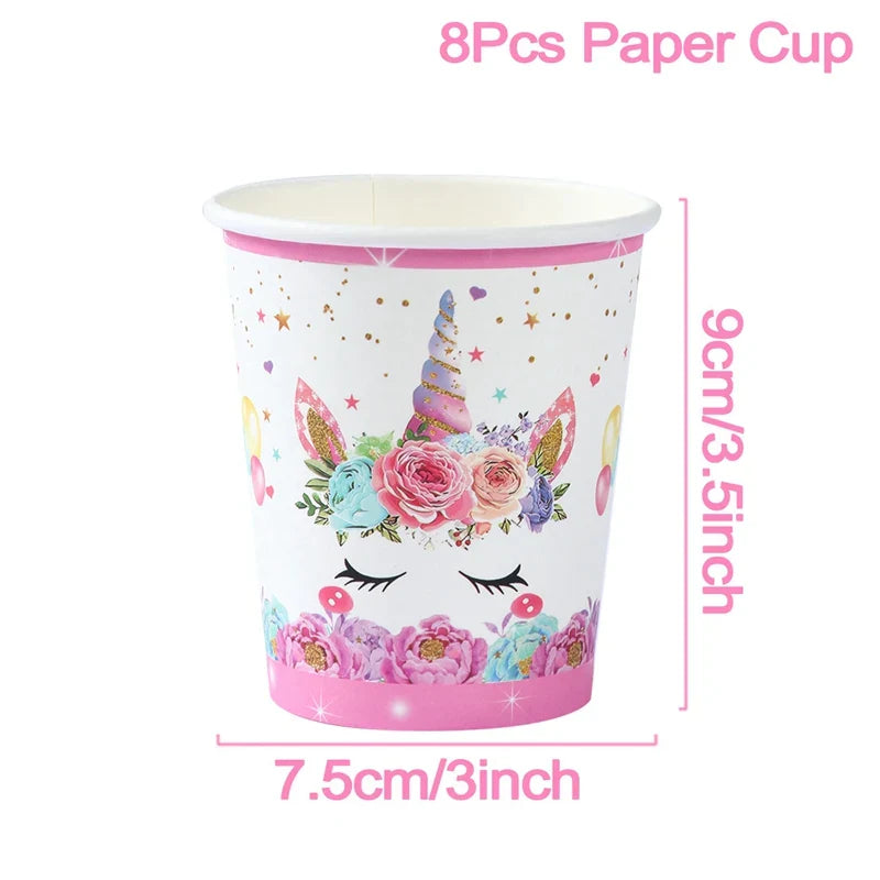 Perfecsy Unicorn Party Disposable Tablecloth Unicorn Birthday Party Decoration Girl Disposable Tableware Tablecloth Girls Bab