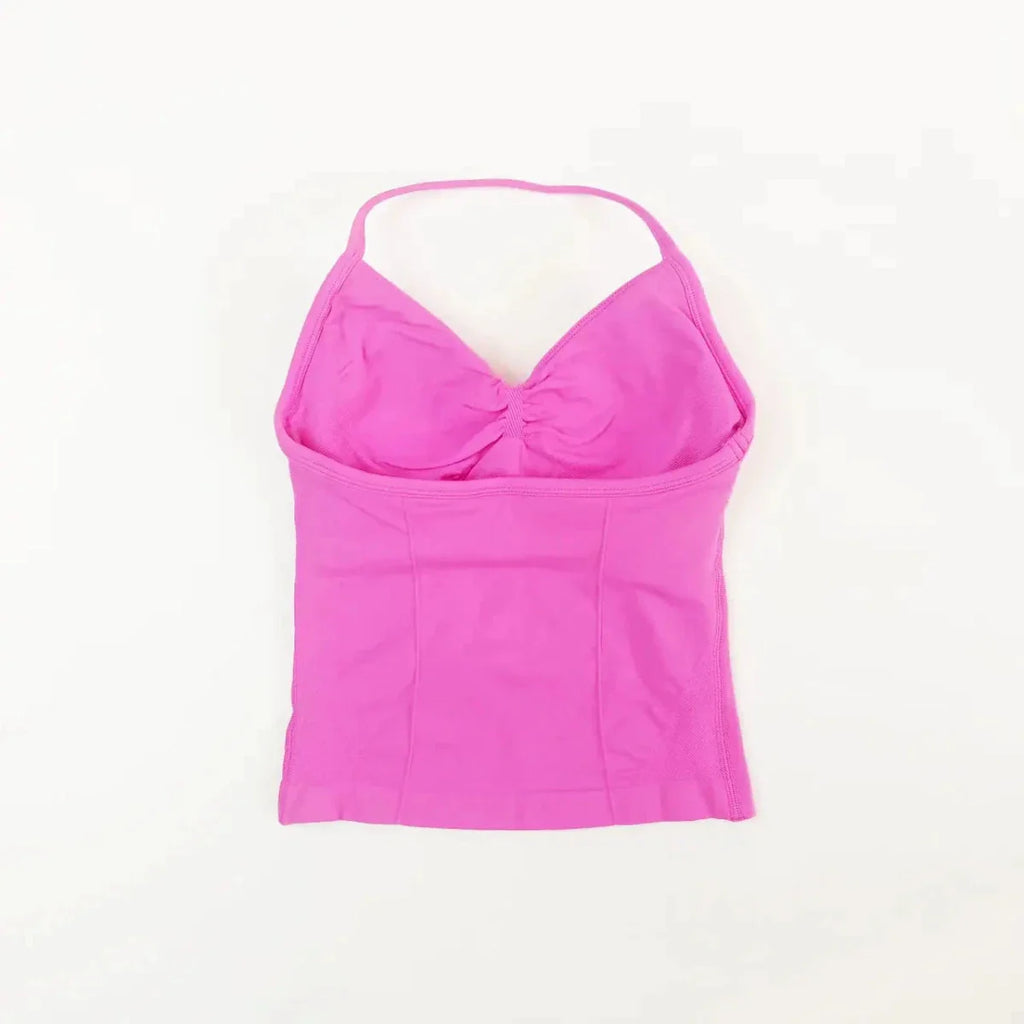 NCLAGEN Impact Longline Strappy Top Sports Yoga Vest Women's Fitness Tank Top Gym Beautiful Open Back Bra Running Workout Halter