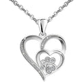 SORI STYLE Elegant Paw Shaped Double Heart CZ Pendant Necklace — main product shot