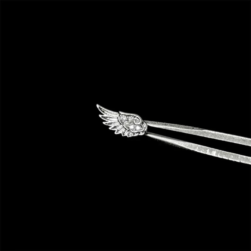 MyClosetAid New Fashion Love Wings Cross Stainless Steel Ear Bone Nail Shiny Zircon Trendy Thread Earring for Women Body Pier