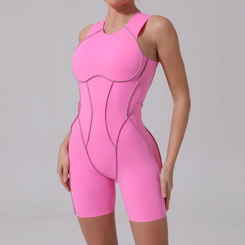 DINGPAI Back Scrunch Yoga Jumpsuit Women One-Piece Suit Sleeveless