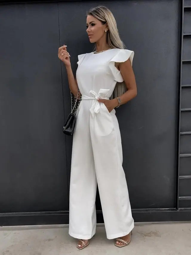 Envy NYC Envy NYC Summer Short Sleeve Wide Leg Jumpsuit — detail shot 8