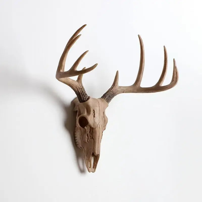Perfecsy Vintage Deer Head Wall Mount Resin Antler Plaque Farmhouse Lodge Cabin Decor Rustic Home Office Mantel Art Unique Ha