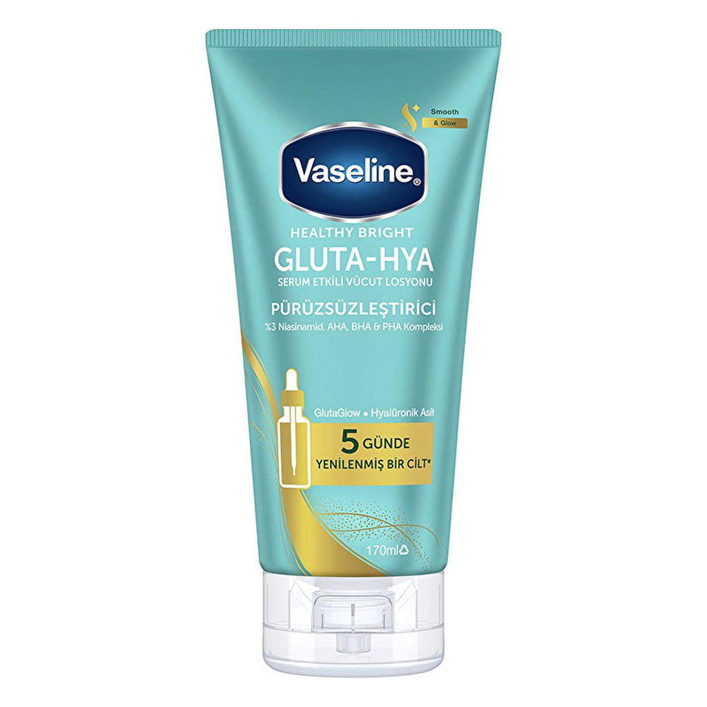 Vaseline Gluta-Hya Smooth Body Lotion: Brighten, Smooth, & Hydrate Dry Skin | Niacinamide, AHA, BHA, PHA, Hyaluronic Acid - Non-Greasy Formula