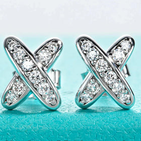 VVS1 D Color Moissanite Cross Stud Earrings