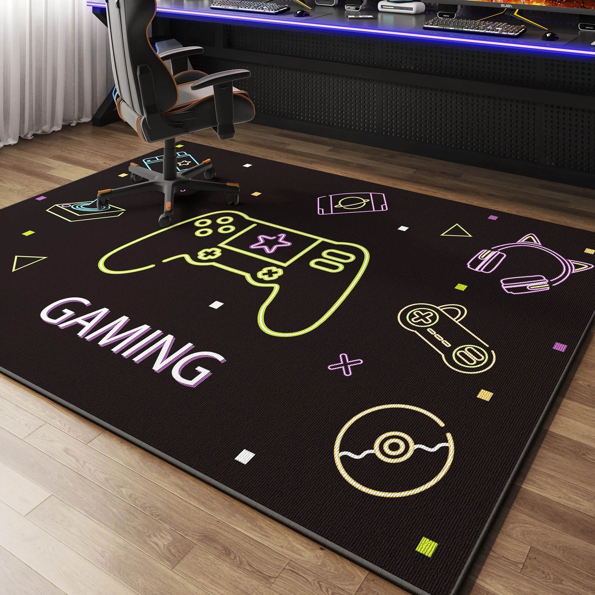 Perfecsy VIKAMA Luxury Casual Gaming Room Carpet Quiet Bedroom Office Chair Floor Mat Anti-Slip Male Dormitory Carpet Home De